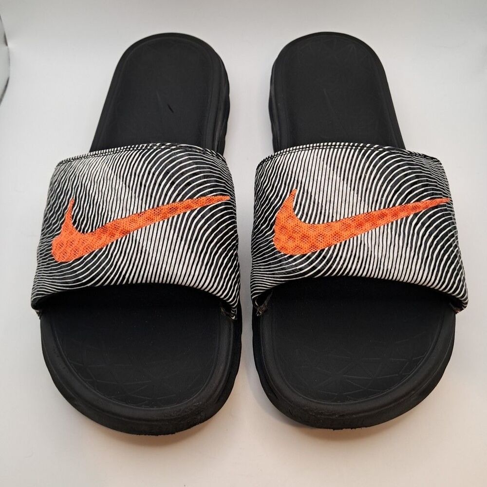 Nike Benassi Solarsoft Slide 2 Soccer Rare HTF Optic BW Pattern Orange Mens 11